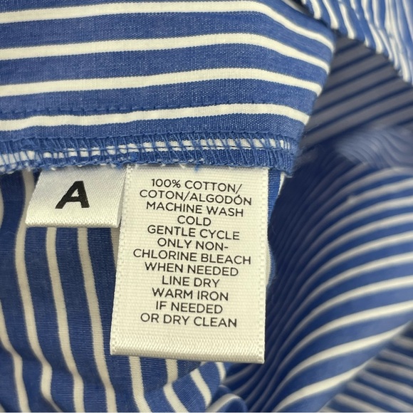 Loft Buttoned Shirt Blue Stripes Bell Sleeves 100% Cotton S - Picture 6 of 6